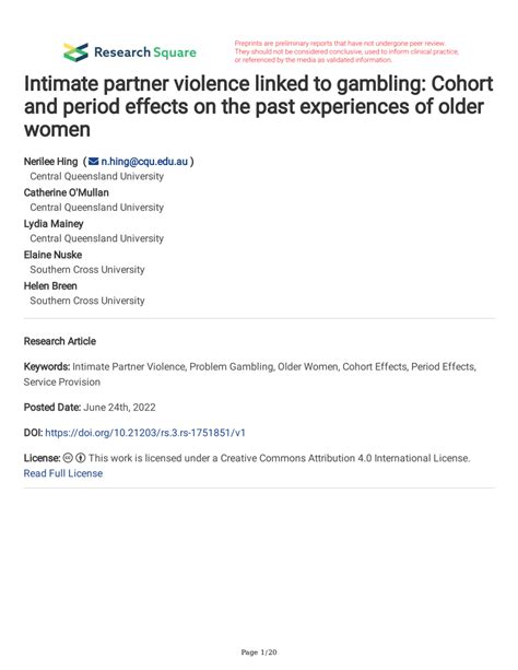 Intimate partner violence linked to gambling: cohort and period .